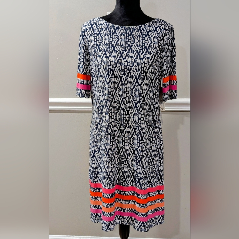 ❤️ 4/$60 Eliza J Navy and White Dress with Pink Accents❤️4 for $60 ❤️